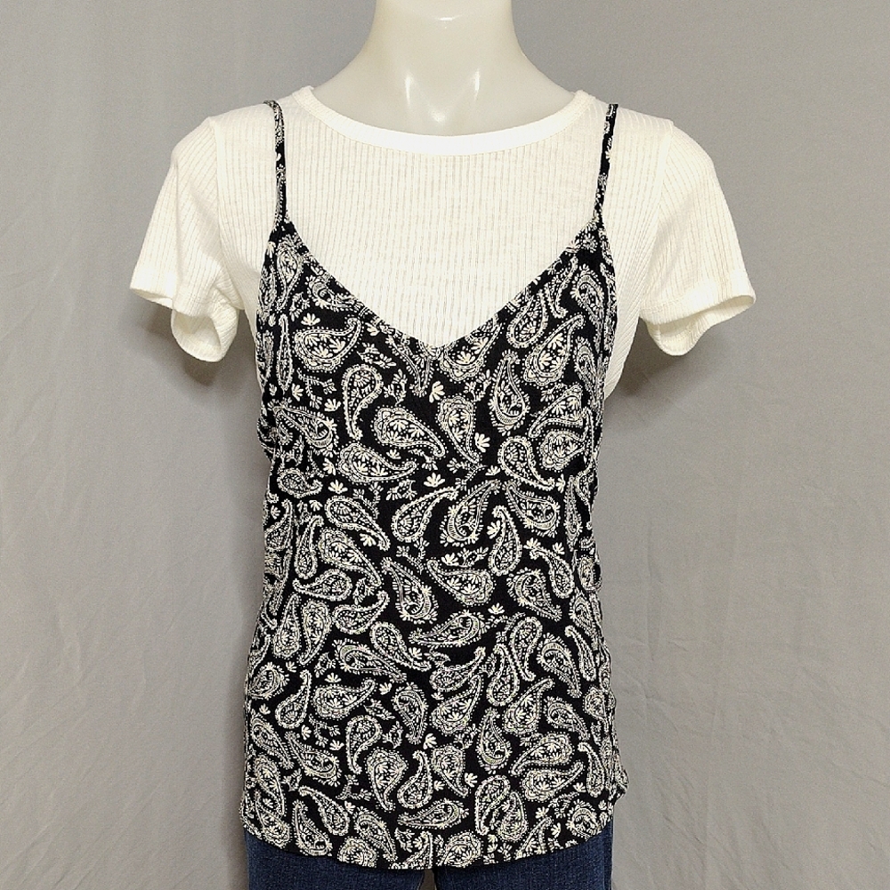 Tresics Black and White Layered Camisole T-Shirt